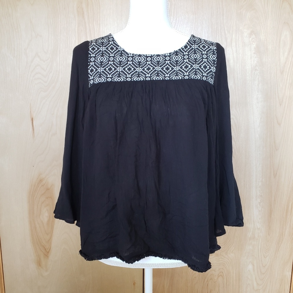 Stitch Fix Peasant Boho Aztec Tribal Fringe Blouse